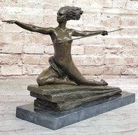 Art Deco Bronze Sculpture Amazon Warrior Nude with Spear (1925) by Marcel Bouraine