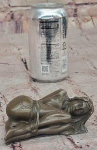 Hot Cast Bronze Bondage Girl Nude Erotic Sculpture by Milo