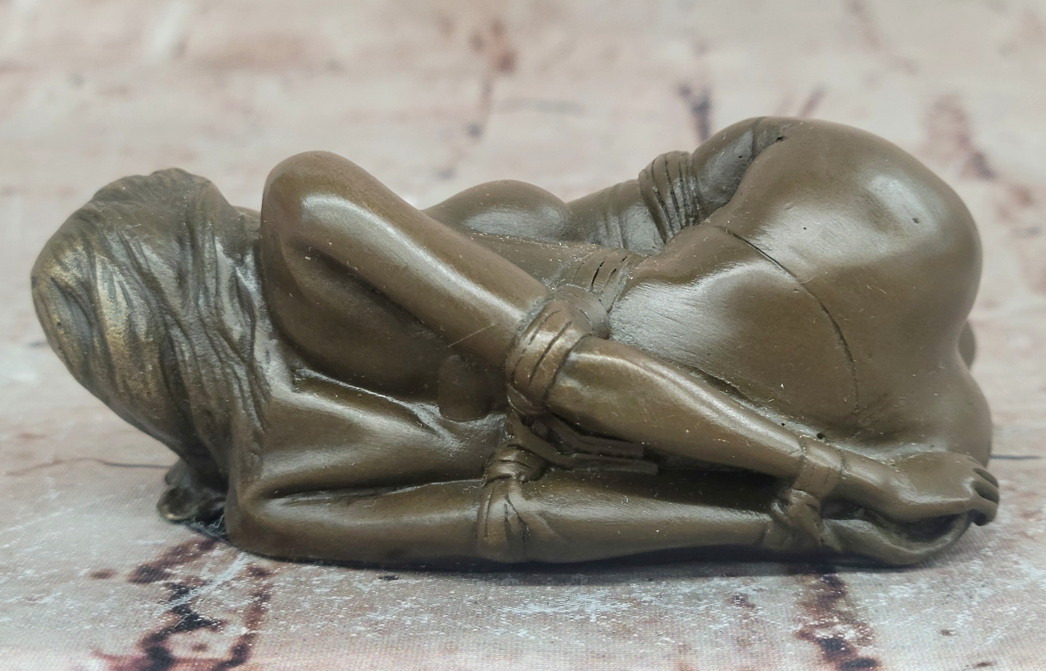 Hot Cast Bronze Bondage Girl Nude Erotic Sculpture by Milo