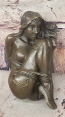 Hot Cast Bronze Bondage Girl Nude Erotic Sculpture by Milo