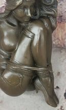 Hot Cast Bronze Bondage Girl Nude Erotic Sculpture by Milo