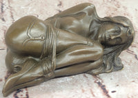 Hot Cast Bronze Bondage Girl Nude Erotic Sculpture by Milo