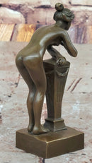 Greek Faun Satyr & Nymph Girl Erotic Nude Bronze Bookend Sculpture Figures