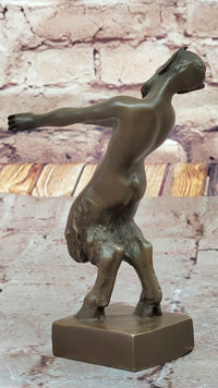Greek Faun Satyr & Nymph Girl Erotic Nude Bronze Bookend Sculpture Figures