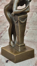 Greek Faun Satyr & Nymph Girl Erotic Nude Bronze Bookend Sculpture Figures