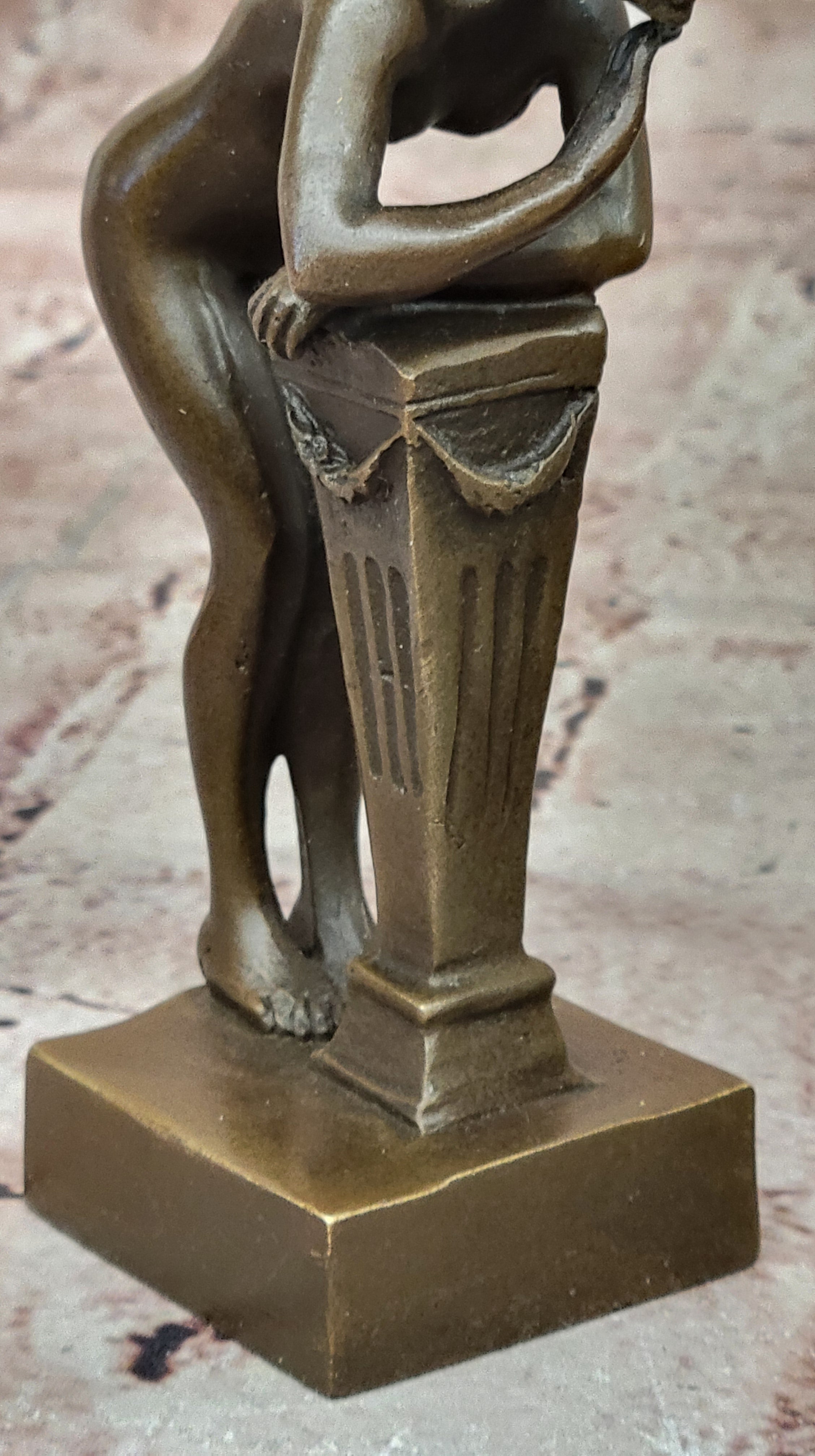Greek Faun Satyr & Nymph Girl Erotic Nude Bronze Bookend Sculpture Figures