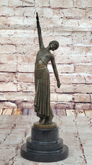 Chiparus Art Deco Bronze Dancer Sculpture on Marble Base