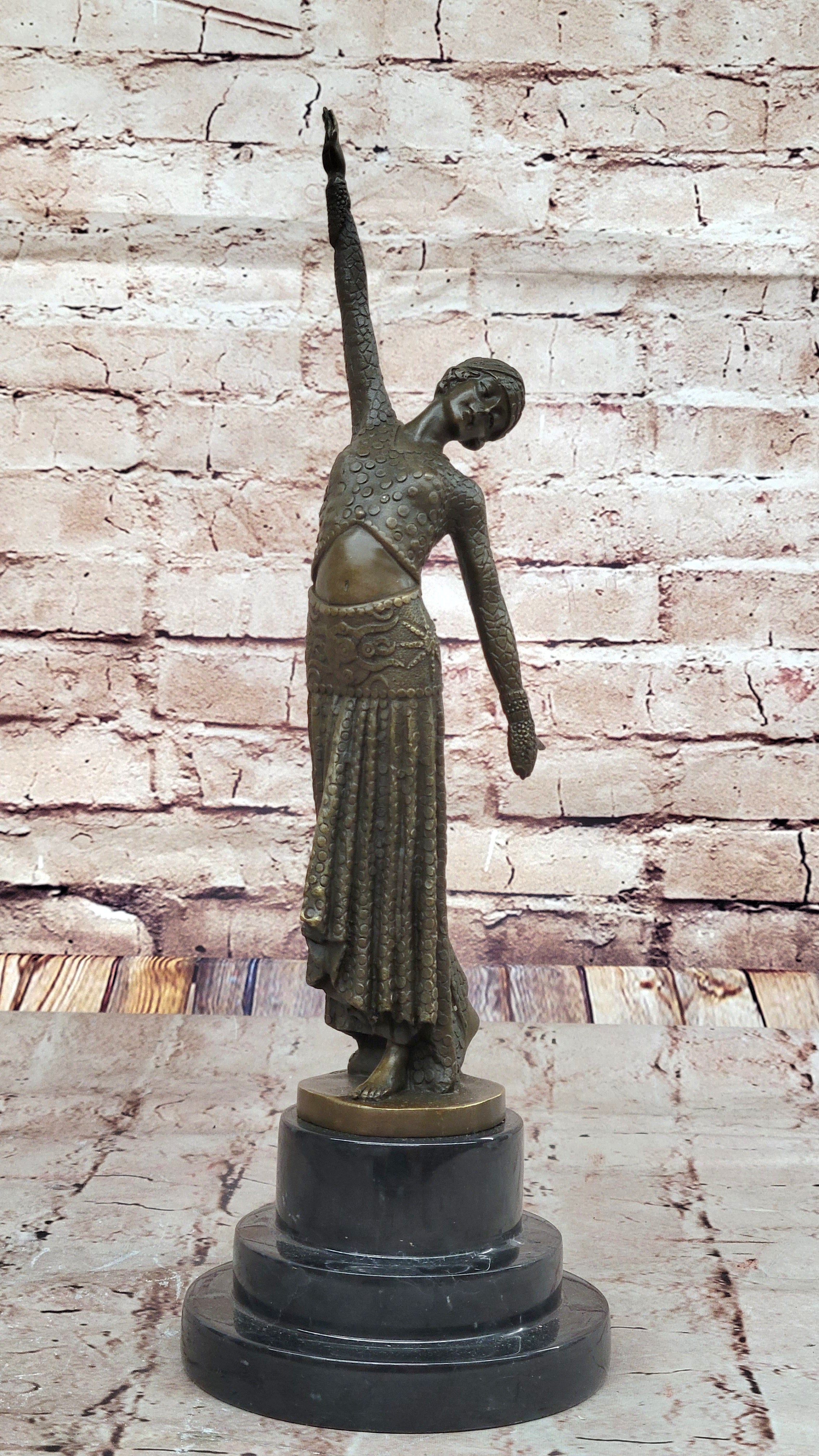 Chiparus Art Deco Bronze Dancer Sculpture on Marble Base
