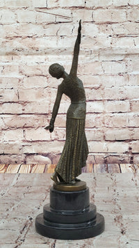 Chiparus Art Deco Bronze Dancer Sculpture on Marble Base