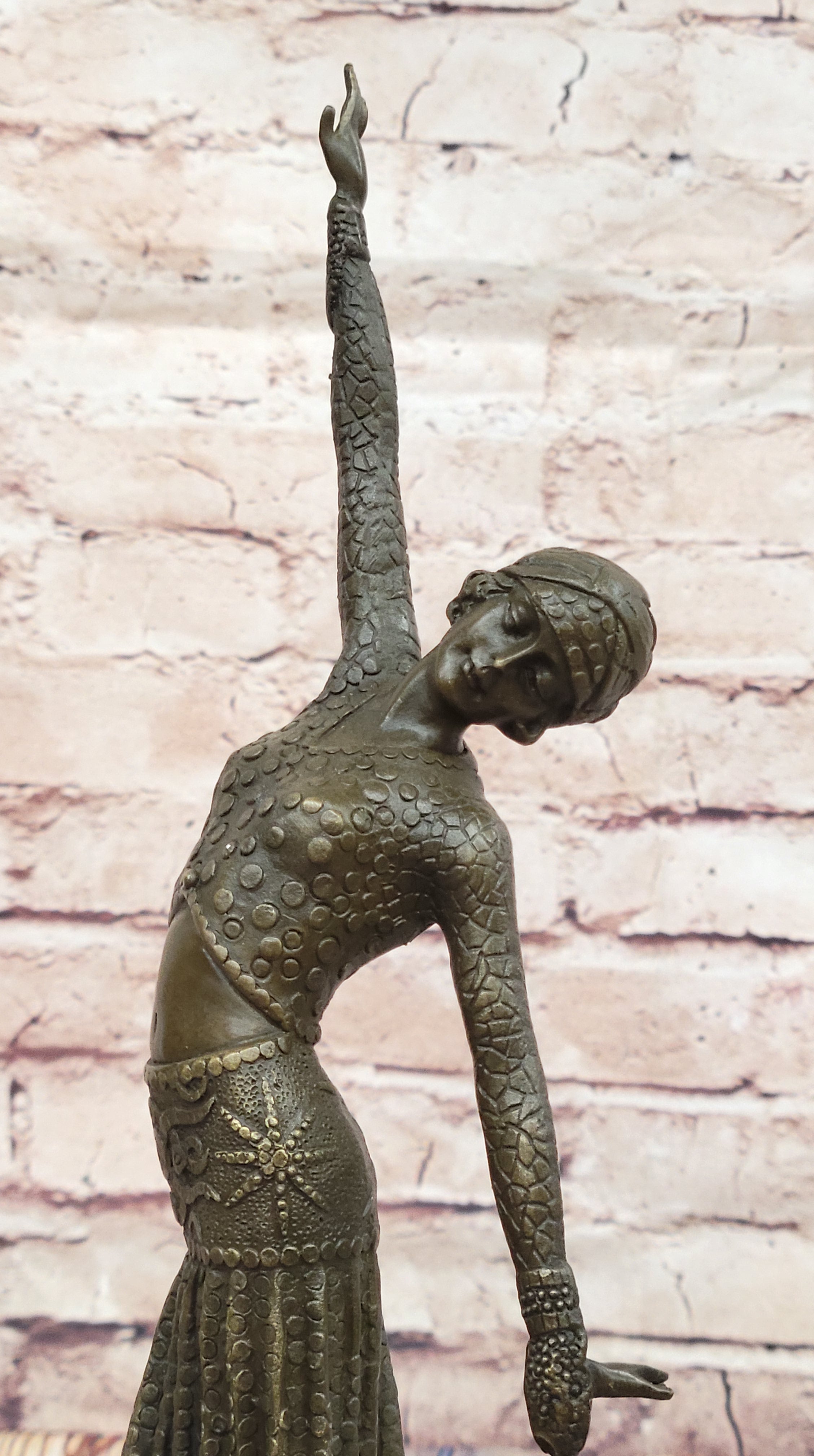 Chiparus Art Deco Bronze Dancer Sculpture on Marble Base