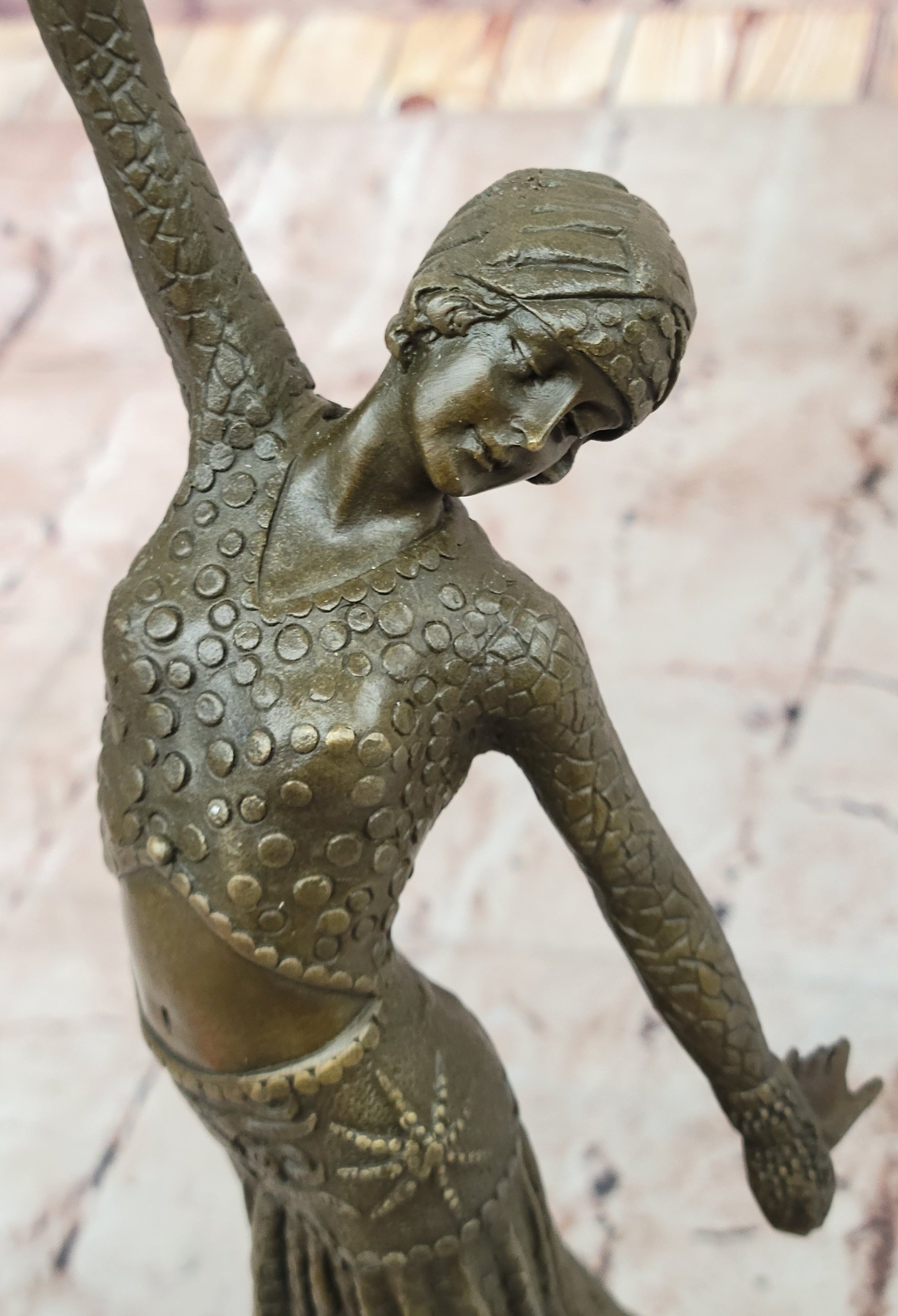 Chiparus Art Deco Bronze Dancer Sculpture on Marble Base