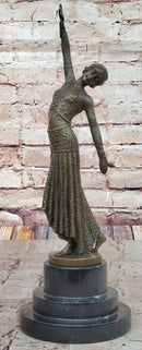 Chiparus Art Deco Bronze Dancer Sculpture on Marble Base