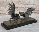 Roosters Chickens Cock Fighting Bronze Sculpture by Milo