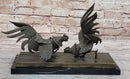 Roosters Chickens Cock Fighting Bronze Sculpture by Milo