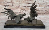 Roosters Chickens Cock Fighting Bronze Sculpture by Milo