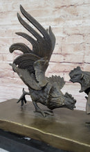 Roosters Chickens Cock Fighting Bronze Sculpture by Milo