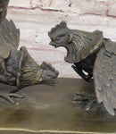 Roosters Chickens Cock Fighting Bronze Sculpture by Milo