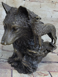 Bronze Wolf Bust with Howling Wolf by Milo