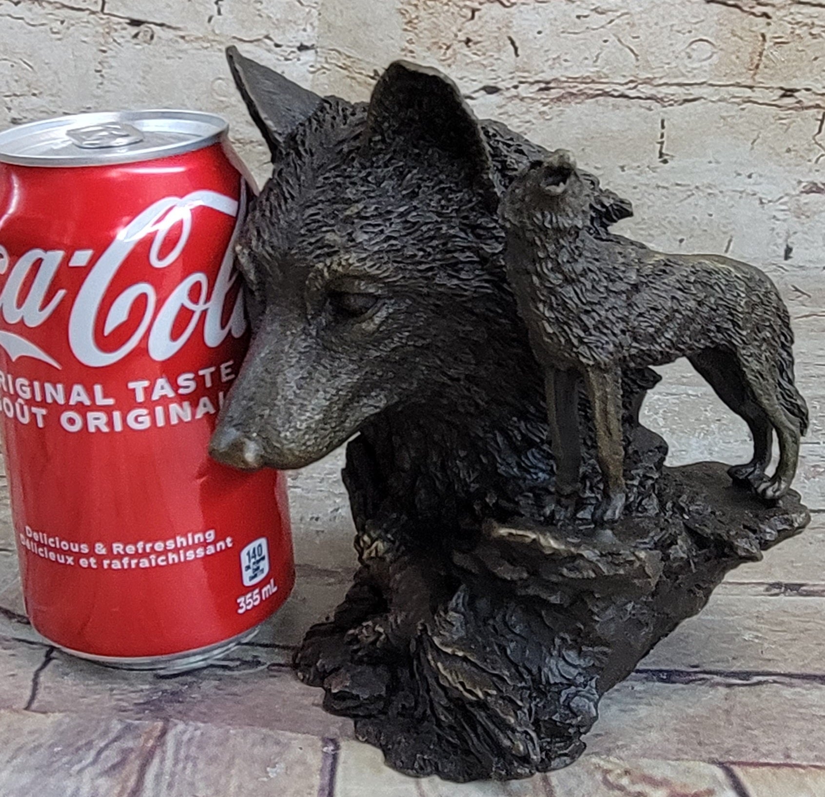 Bronze Wolf Bust with Howling Wolf by Milo