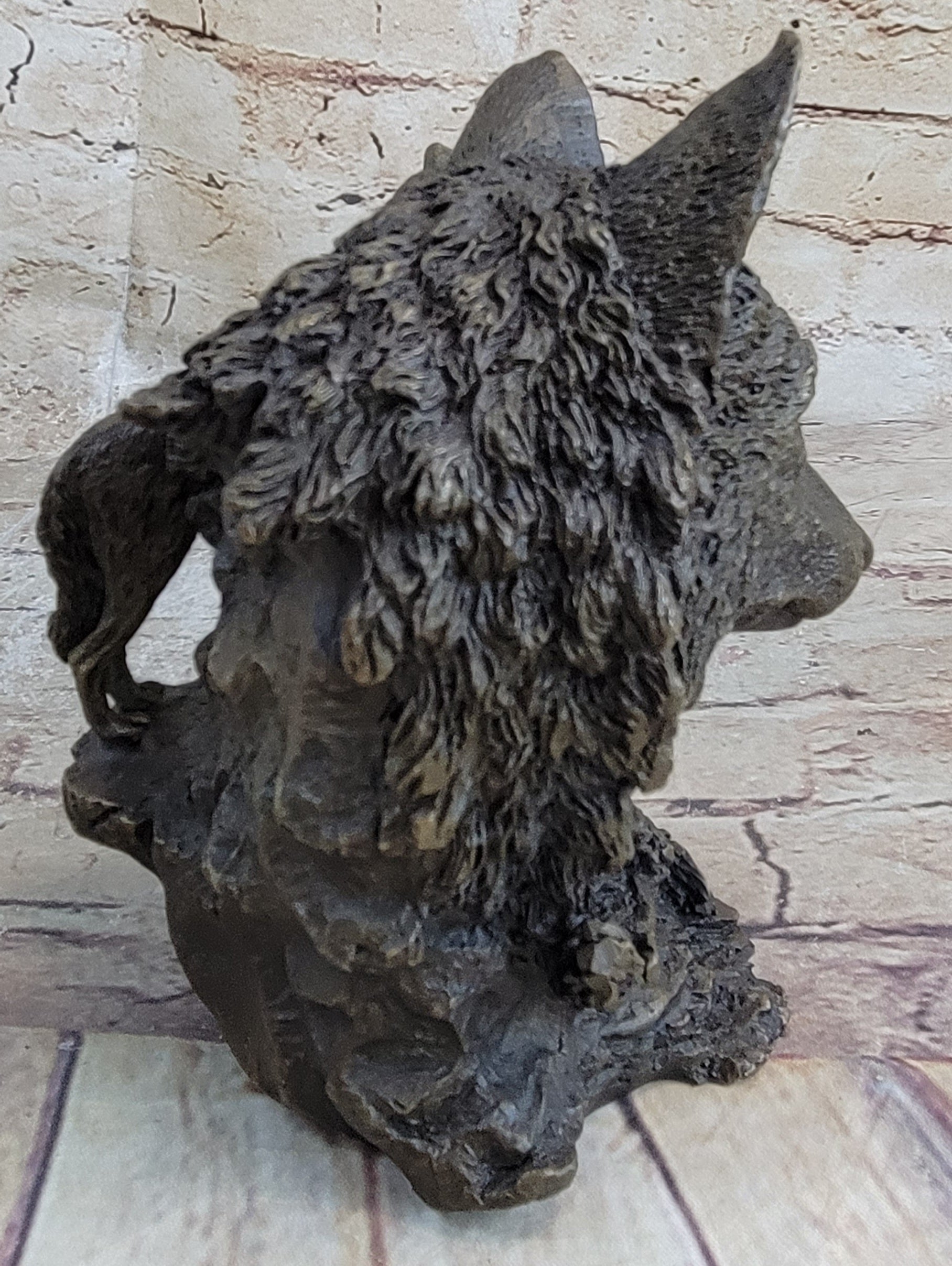 Bronze Wolf Bust with Howling Wolf by Milo