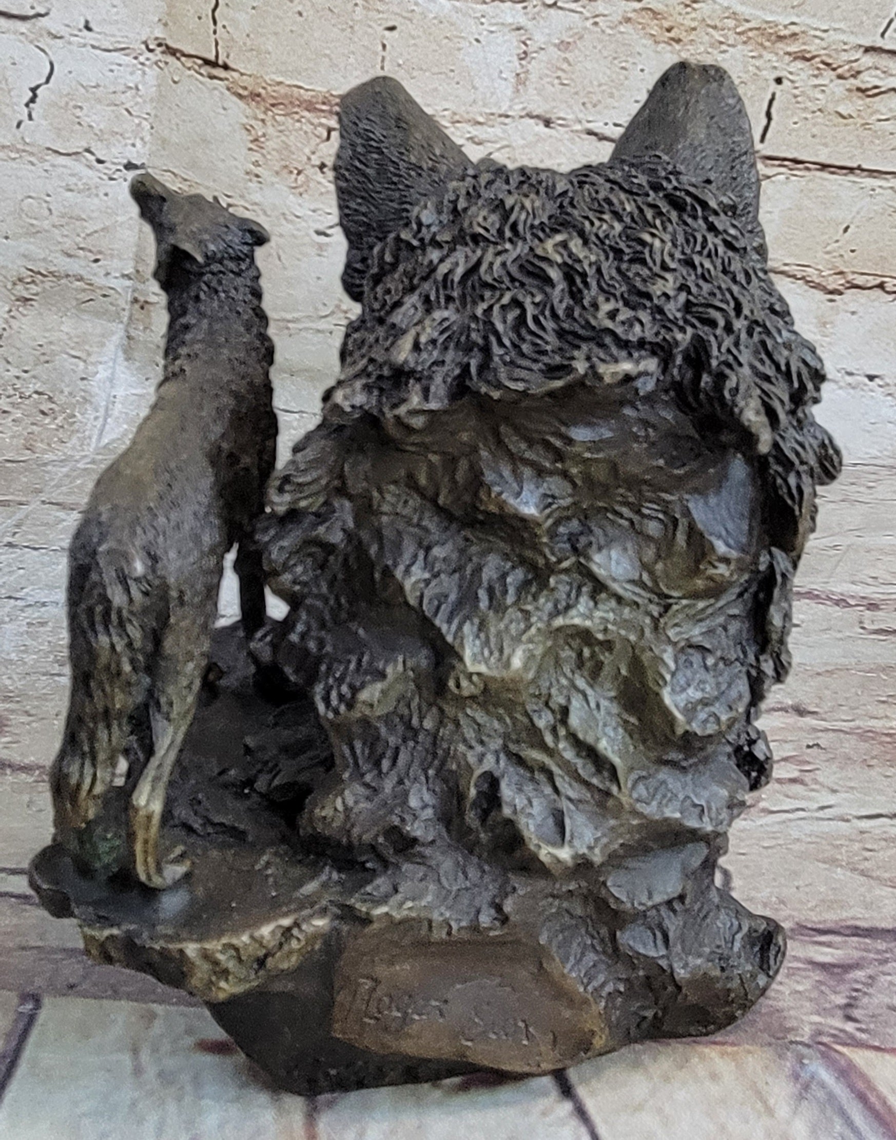 Bronze Wolf Bust with Howling Wolf by Milo