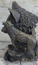 Bronze Wolf Bust with Howling Wolf by Milo