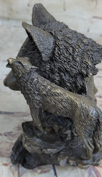 Bronze Wolf Bust with Howling Wolf by Milo