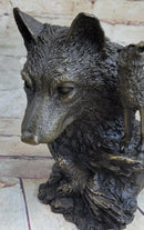 Bronze Wolf Bust with Howling Wolf by Milo