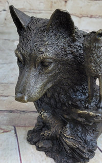 Bronze Wolf Bust with Howling Wolf by Milo