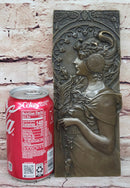 Art Nouveau Girl Portrait Bas Relief Bronze Sculpture 9.5" x 4"