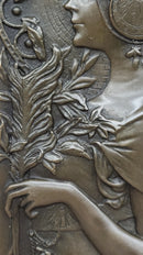 Art Nouveau Girl Portrait Bas Relief Bronze Sculpture 9.5" x 4"
