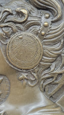 Art Nouveau Girl Portrait Bas Relief Bronze Sculpture 9.5" x 4"