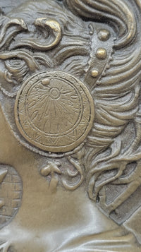 Art Nouveau Girl Portrait Bas Relief Bronze Sculpture 9.5" x 4"