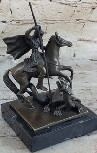 St. George Dragon Slayer Bronze Military Saint Sculpture