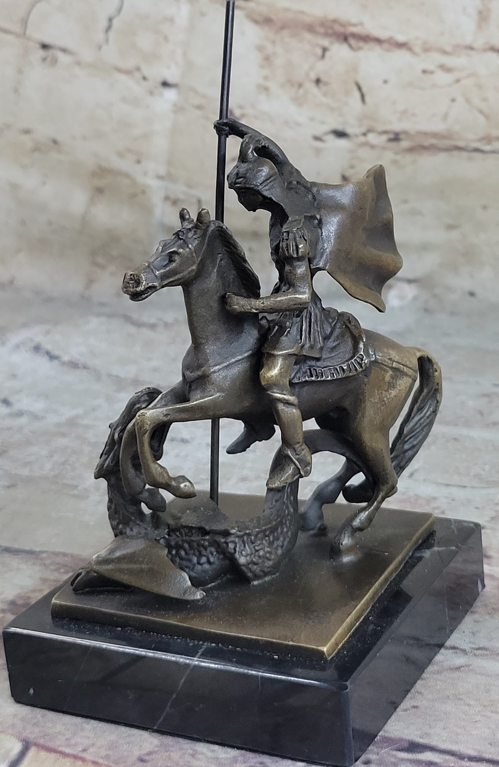 St. George Dragon Slayer Bronze Military Saint Sculpture