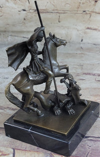 St. George Dragon Slayer Bronze Military Saint Sculpture