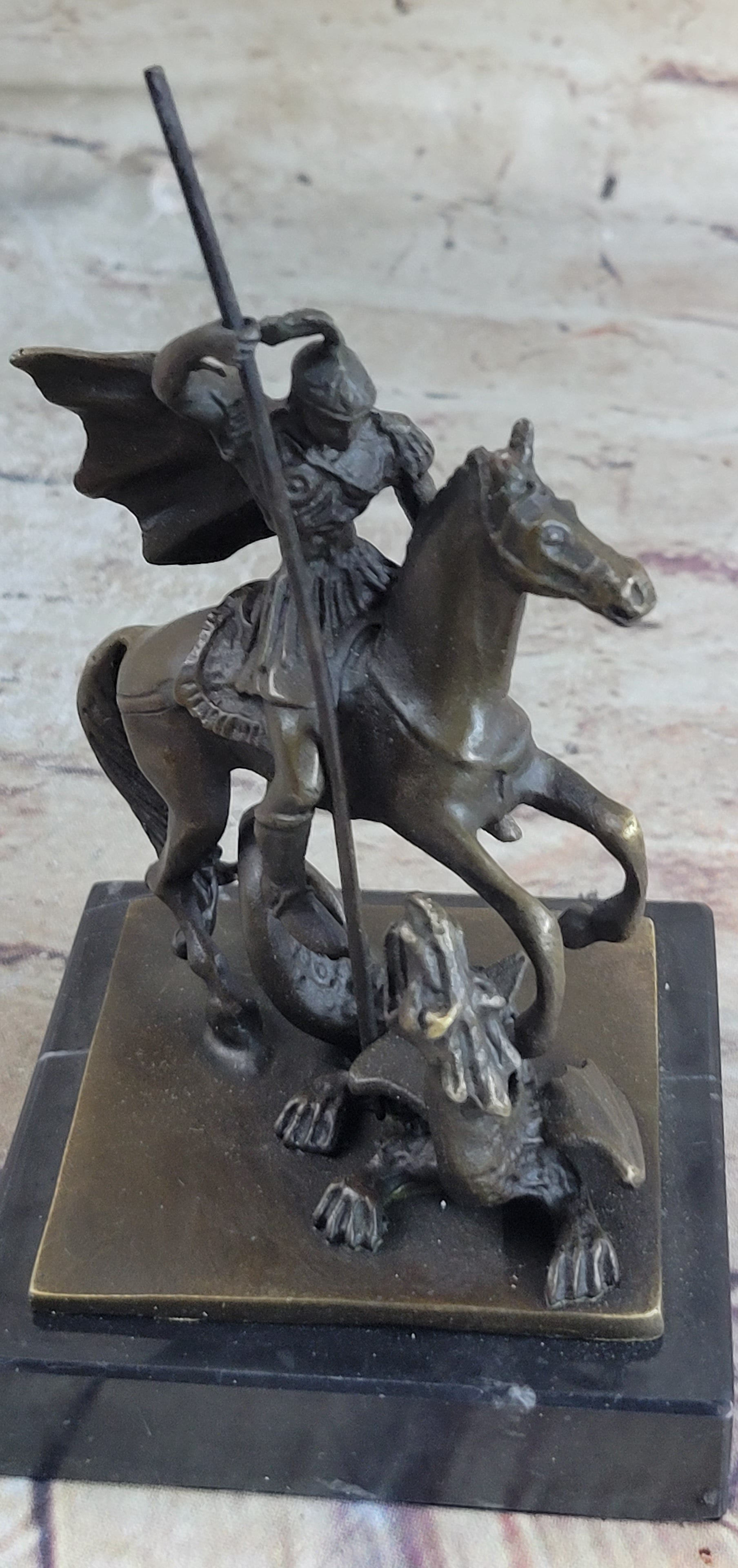 St. George Dragon Slayer Bronze Military Saint Sculpture