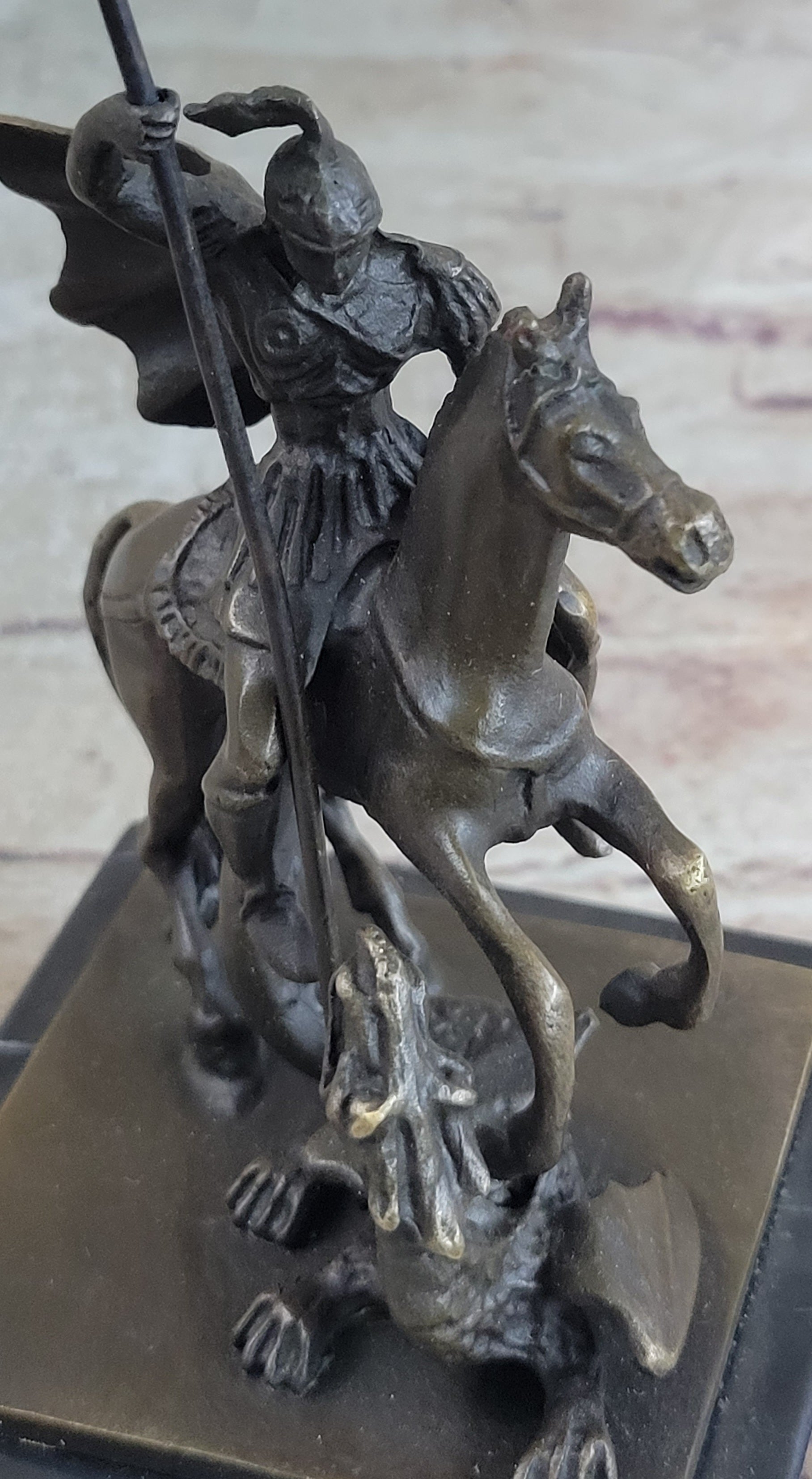 St. George Dragon Slayer Bronze Military Saint Sculpture