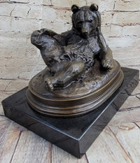 Grizzly Bear on His Back Bronze Sculpture