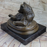 Grizzly Bear on His Back Bronze Sculpture