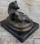Grizzly Bear on His Back Bronze Sculpture