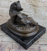 Grizzly Bear on His Back Bronze Sculpture