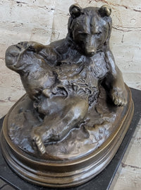 Grizzly Bear on His Back Bronze Sculpture