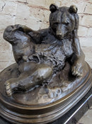Grizzly Bear on His Back Bronze Sculpture