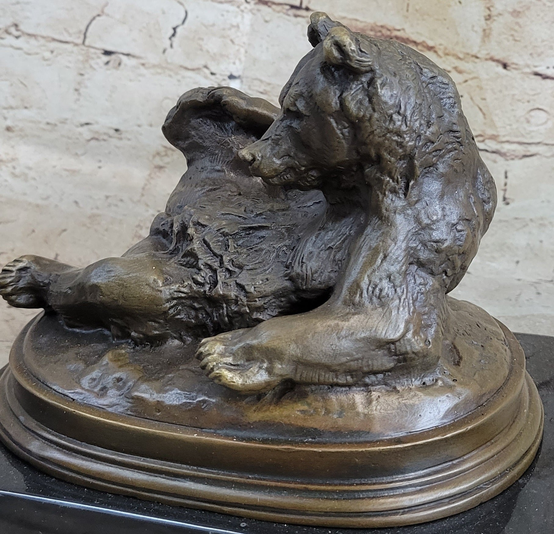 Grizzly Bear on His Back Bronze Sculpture