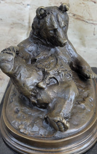 Grizzly Bear on His Back Bronze Sculpture