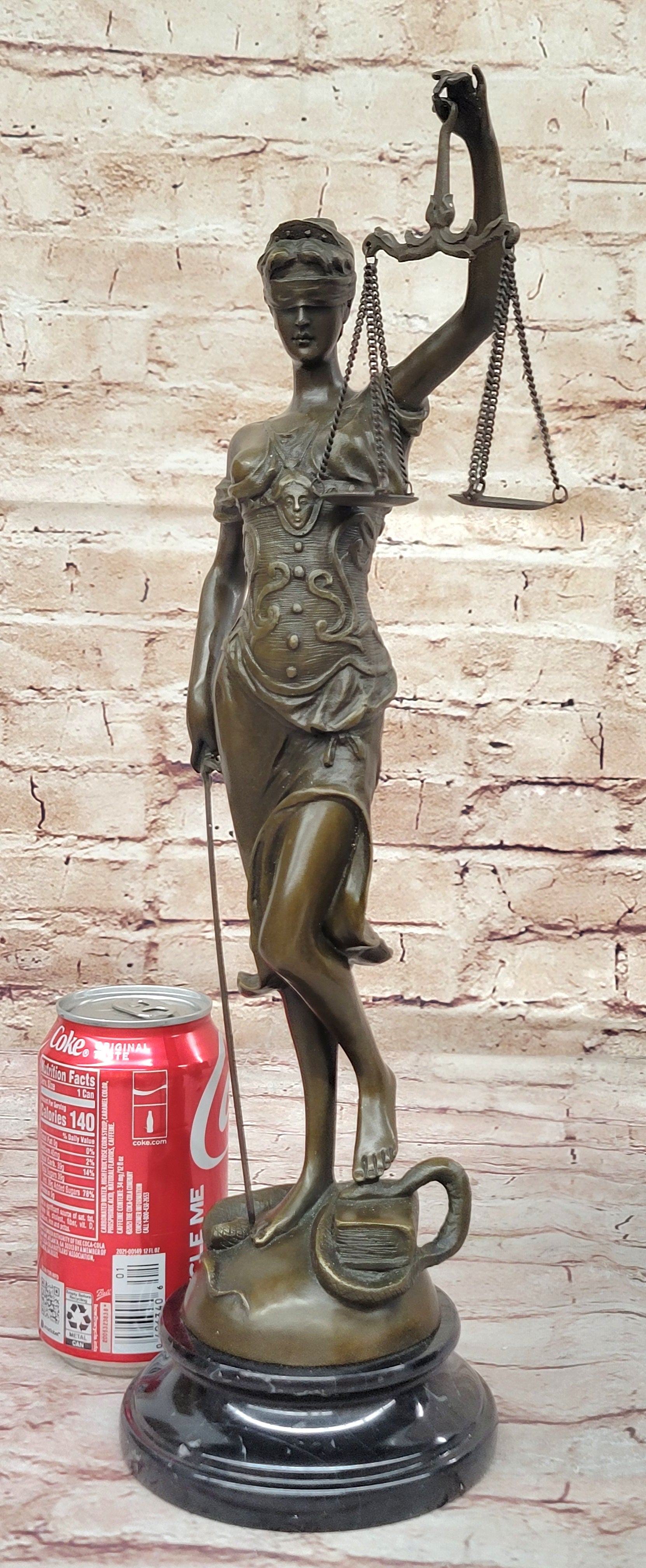 Bronze Blind Lady of Justice Scales Law Lawyer Office Sculpture