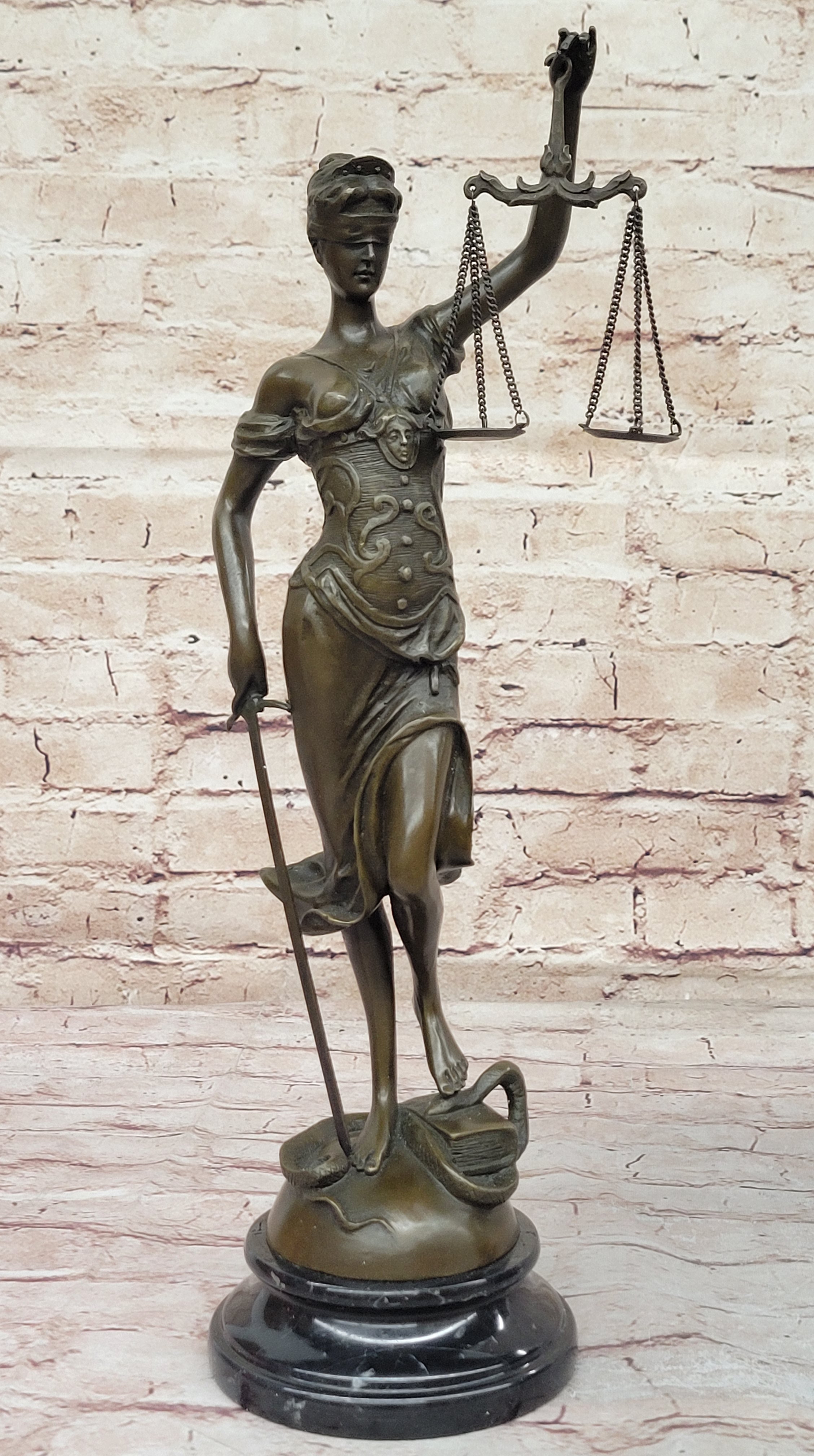 Bronze Blind Lady of Justice Scales Law Lawyer Office Sculpture