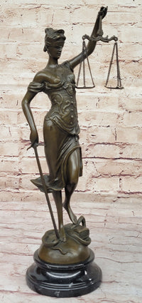 Bronze Blind Lady of Justice Scales Law Lawyer Office Sculpture