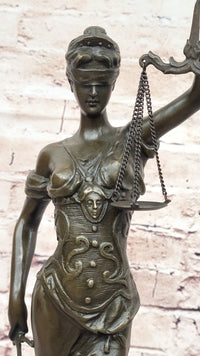 Bronze Blind Lady of Justice Scales Law Lawyer Office Sculpture